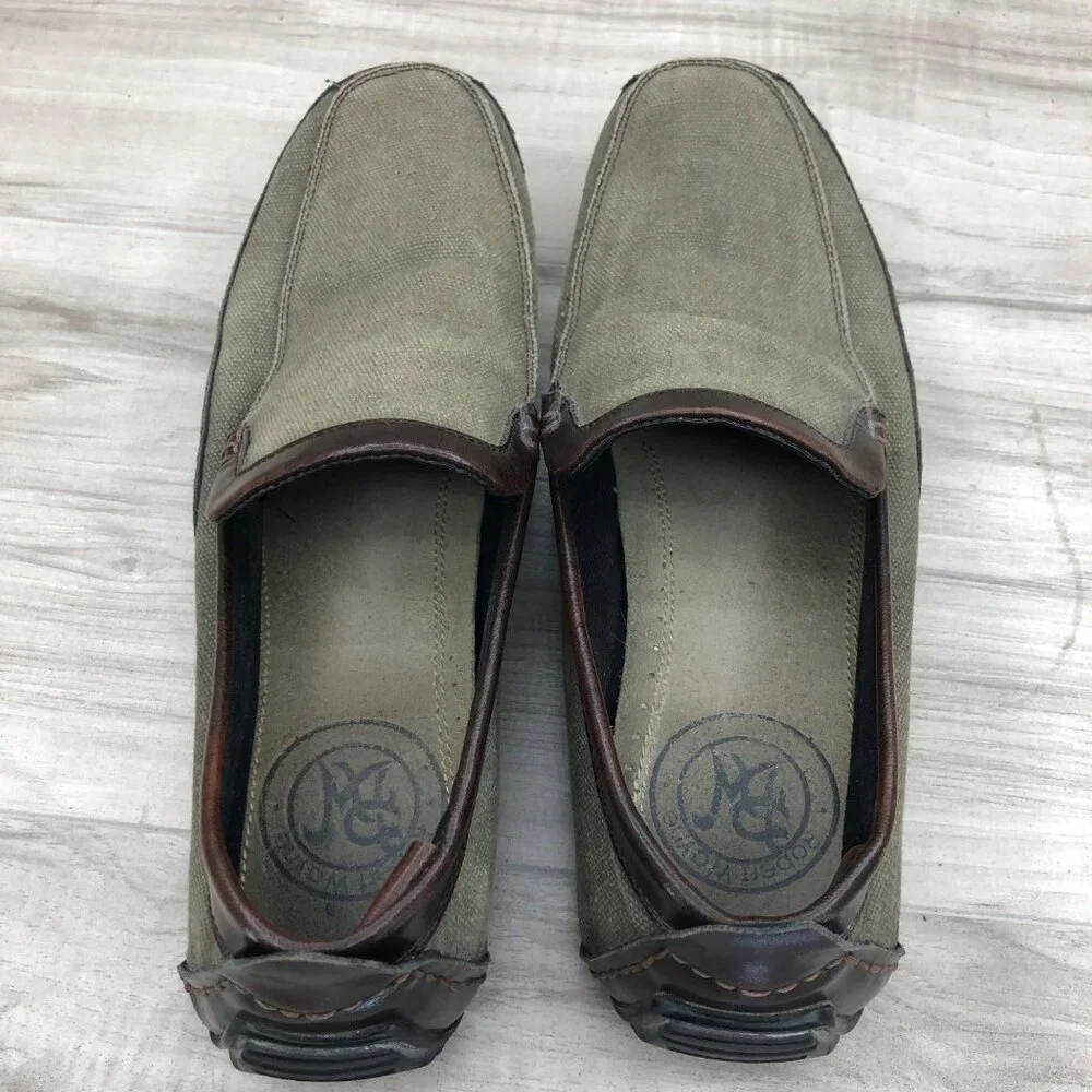 Robert Wayne Driving Loafers Mens 7 Green Canvas Slip On Casual Shoes